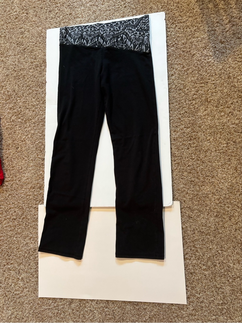 Victoria's Secret Black Leggings with Patterned Waistband